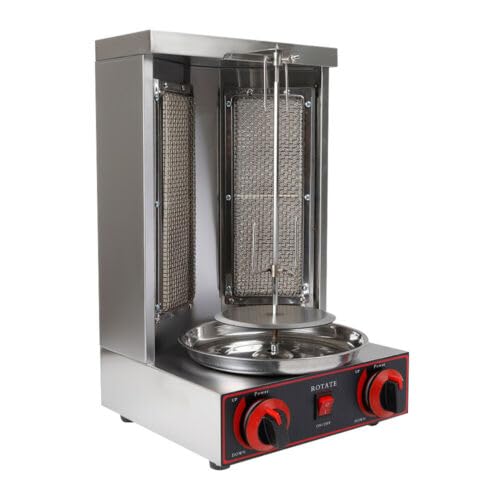 3000W LPG Gas DönergrillDöner Kebab Maschine, Gas Döner Tischgrill Döner BBQ Edelstahl Vertikalgrill Hähnchengril 2-Brenner Kebap Grill von Dettchan