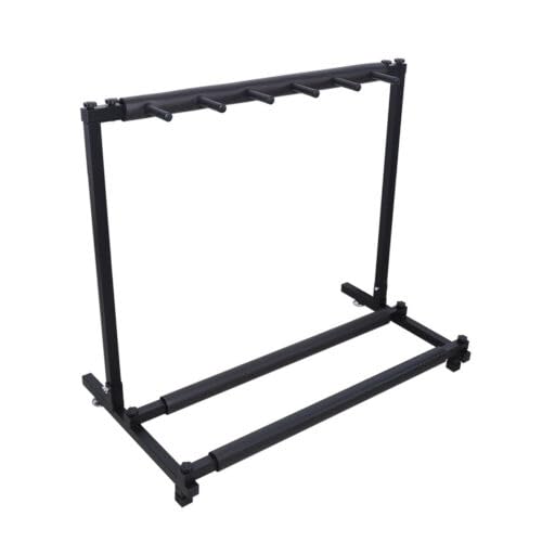 5-Fach Schwarz Gitarrenständer, Gitarrenhalter Gitarrenstaender Metallgitarren Display Stand Rack Organizer Gitarre Halterung mit Gummikontakte Rollen, für Klassik Gitarre Akustik Gitarre E-Gitarre 86 von Dettchan