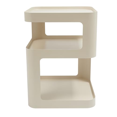 Dettchan 3 Stufen Beistelltisch, Creme Quadrat Accent Nachttisch Beistelltisch Nachtschrank, für Wohnzimmer Schlafzimmer 40 * 40 * 55cm von Dettchan