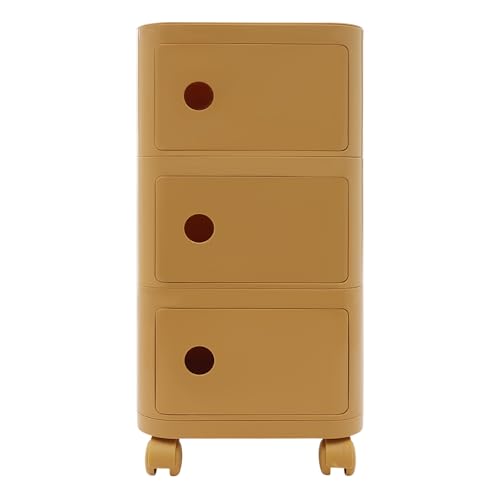 Dettchan Ingwergelb Nachttisch, ABS Nebenbettisch 3-Ebenen Beistelltisch, für Schlafzimmer, Wohnzimmer, Arbeitszimmer 32 * 32 * 63.3cm von Dettchan
