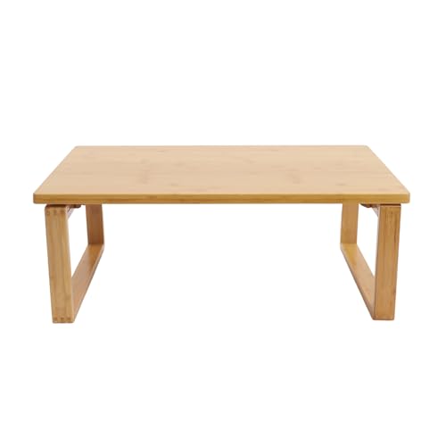Dettchan Logfarbe Klappbarer Couchtisch, Beistelltisch Bambus Niedriger Teetisch für Wohnzimmer, Heimbüros, Terrassen, Studios 80 * 50 * 31 cm von Dettchan