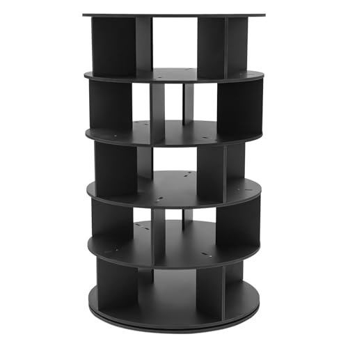 Dettchan Schwarz 5 Ebenen Rotating Shoe Rack, Shoe Organizer Drehbares Schuhregal 360° Aufbewahrung Rundes Karussell Schrankorganisation, für Eingang, Wohnzimmer, Schlafzimmer, Garderobe 59 * 102cm von Dettchan