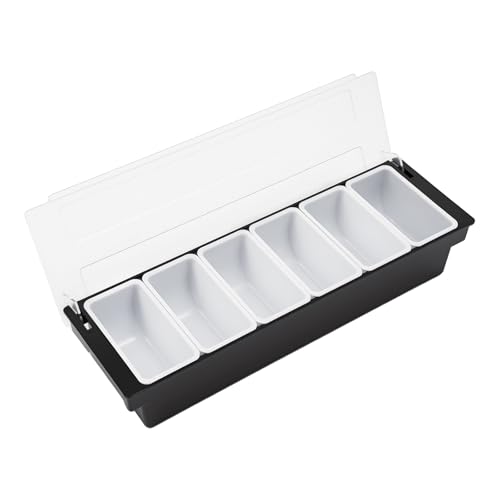 Dettchan Schwarze Zutatenbehälter mit 6 Fächern, Großer Kunststoff-Gewürzhalter, für Küchen Bars Milchtee-Läden 50x15x10cm Dettchan Schwarze Zutatenbehälter mit 6 Fächern, Großer Kunststoff-Gewürzhalter, für Küchen Bars Milchtee-Läden 50x15x10cm von Dettchan