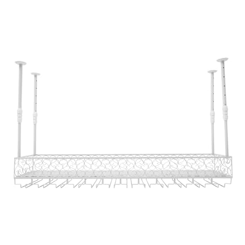 Dettchan Weiß Kohlenstoffstahl Weinregal, Hängendes Weinorganisator mit Glashaltern Einstellbare Höhe 35-55cm, für Küchen, Bars, Cafés Dettchan Weiß Kohlenstoffstahl Weinregal, Hängendes Weinorganisator mit Glashaltern Einstellbare Höhe 35-55cm, für Küchen, Bars, Cafés von Dettchan