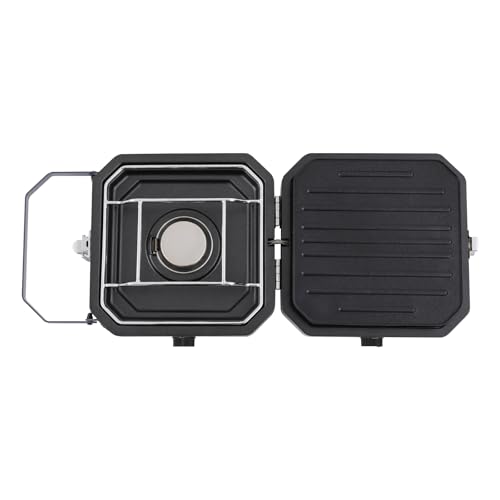 Dunkelblau Campingkocher mit Grillpfanne, Antihaftbeschichtung Faltbarer Campingkocher, Tragbarer 2-Flammen-Kocher für Camping und Grillen 24 * 23 * 14.5 cm von Dettchan