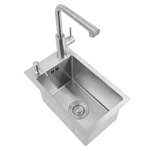 Edelstahl Spüle mit Ausziehbarem Wasserhahn, Küchenspüle Edelstahlspüle mit Seifenspender, für Haushalten, Restaurants, Küchen 46 * 28 * 22 cm Edelstahl Spüle mit Ausziehbarem Wasserhahn, Küchenspüle Edelstahlspüle mit Seifenspender, für Haushalten, Restaurants, Küchen 46 * 28 * 22 cm von Dettchan