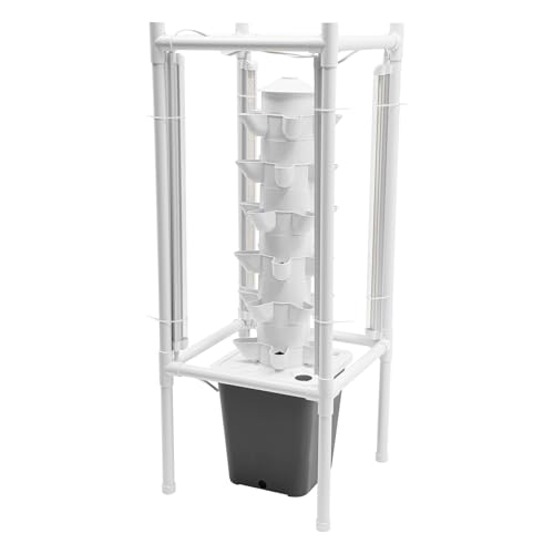 Gray 6 Schichten Vertikale Hydroponik Anbausatz, 10L Wassertank Hydroponische Anbausatz Vertikale Pflanzer Keimung Kit, für Garten Büro Balkon 39 * 39 * 97cm von Dettchan
