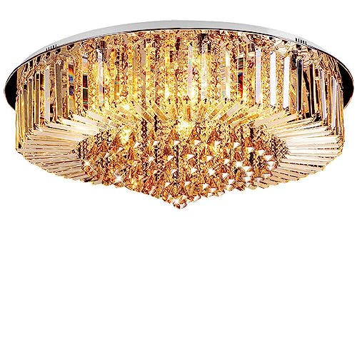 Kristall Kronleuchter, Premium 9-Lichter E14 Luxus Deckenleuchte Pendelleuchte Beleuchtung mit 3 Farbwechsel, für Wohnzimmer Schlafzimmer Flur Beleuchtung 60 * 27cm von Dettchan