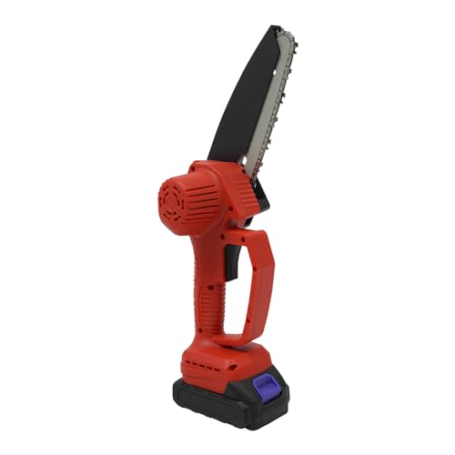 Rot Mini-Akku-Kettensäge, Tragbare Elektro Handgeführte Kettensäge, für Sträuchern, Bauernhöfen, Parks, Wäldern von Dettchan