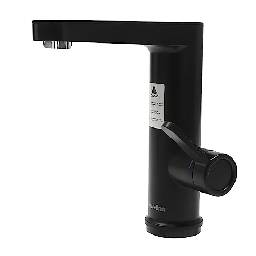 Schwarz Elektrische Wasserhahn mit Durchlauferhitzer, Elektrisch Warmwasserhahn mit LED Temperaturanzeige Waschtischarmatur, für Haushalte Küchen Badezimmer von Dettchan