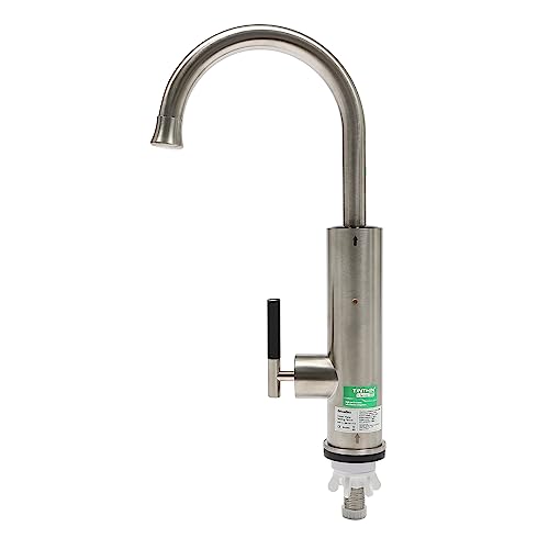 Silber Elektrischer Wasserhahn mit Durchlauferhitzer, Wassererhitzer Küchenarmatur mit Digitaler LED-Wassertemperaturanzeige 360° Schwenkbarer Auslauf, für Haushalte Küchen Badezimmer Restaurants 22*3 von Dettchan