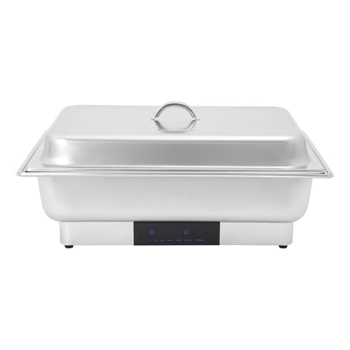 Silber Elektrisches Chafing Dish Buffet Set, 9L Buffet Server Edelstahl Speisenwärmer mit Temperaturkontrolle, für Hotels, Restaurants, Familienfeiern, Buffets 56 * 36 * 26cm von Dettchan