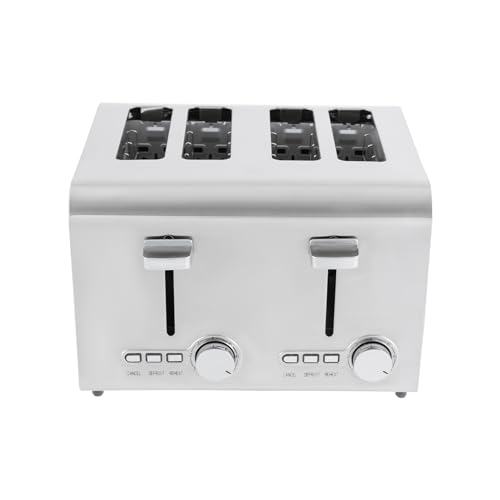 Silber Toaster, 4 Scheiben Toaster Edelstahl Brötchenaufsatz, für Haus, Bäckerei, Snackbar, Restaurant, Café 27.8 * 28 * 19.3cm von Dettchan