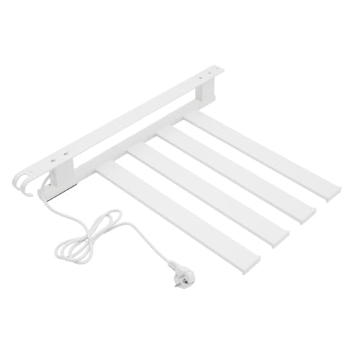 Weiß Edelstahl Beheizter Handtuchhalter, 180° Schwenkbares Elektrischer Handtuchwärmer mit 4 Stäben, für Bäder, Küchen, Balkone, Hotels 48 * 64cm von Dettchan