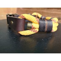 Hundehalsband Simba Verstellbar Aus Tau Mit Fettleder-Adapter von DettiesLeinenatelier