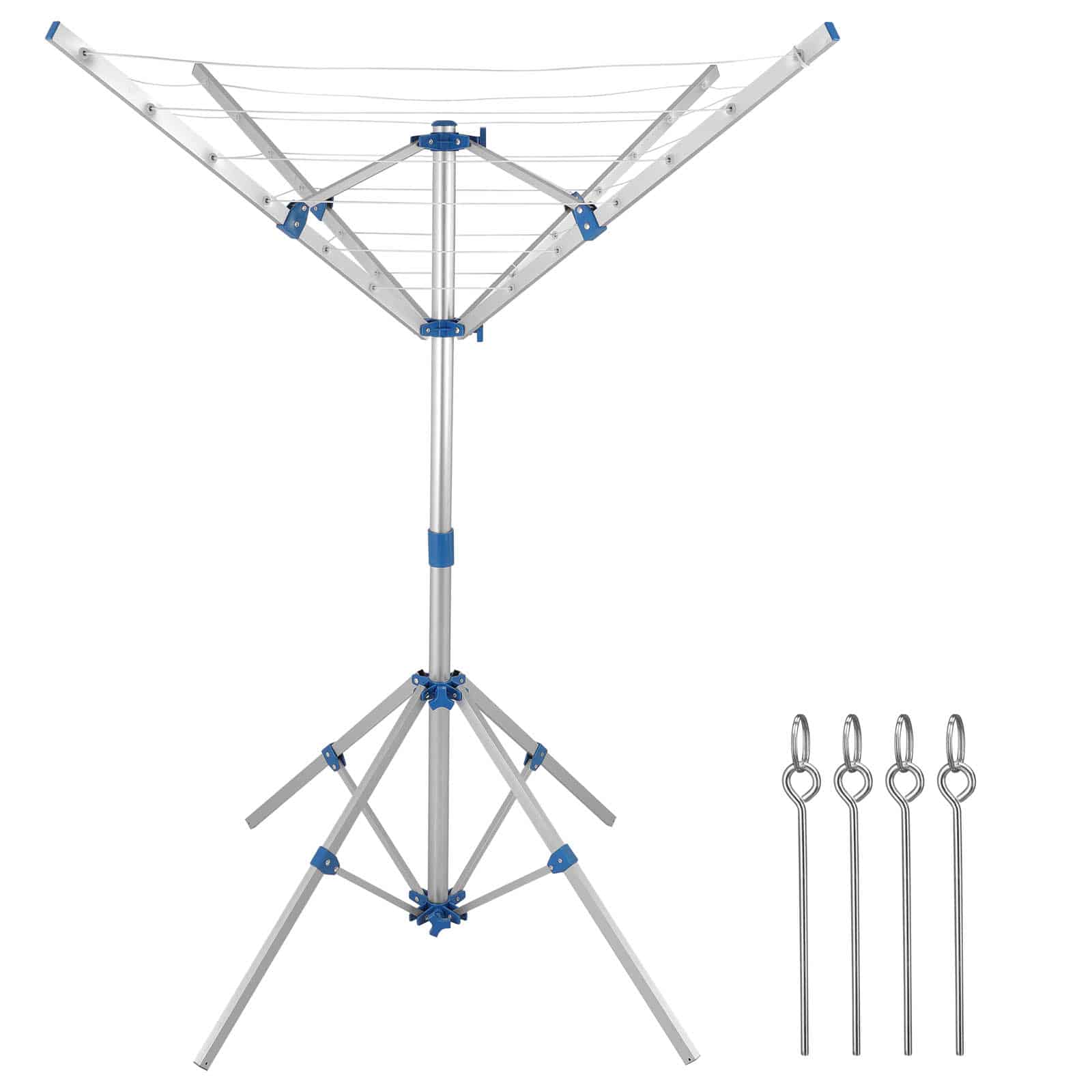 Aluminium Wäschespinne mit 4 Armen und 4 Standfüßen - 16m Gesamtleine von monzana®