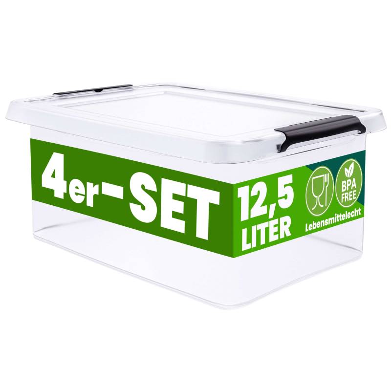 Aufbewahrungsbox 4er-Set Transparent 39x29x17cm 12,5L stapelbar von Deuba®