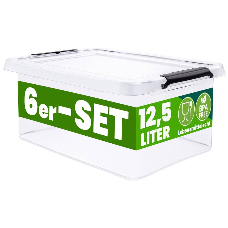 Aufbewahrungsbox 6er-Set Transparent 39x29x17cm 12,5L stapelbar von Deuba®