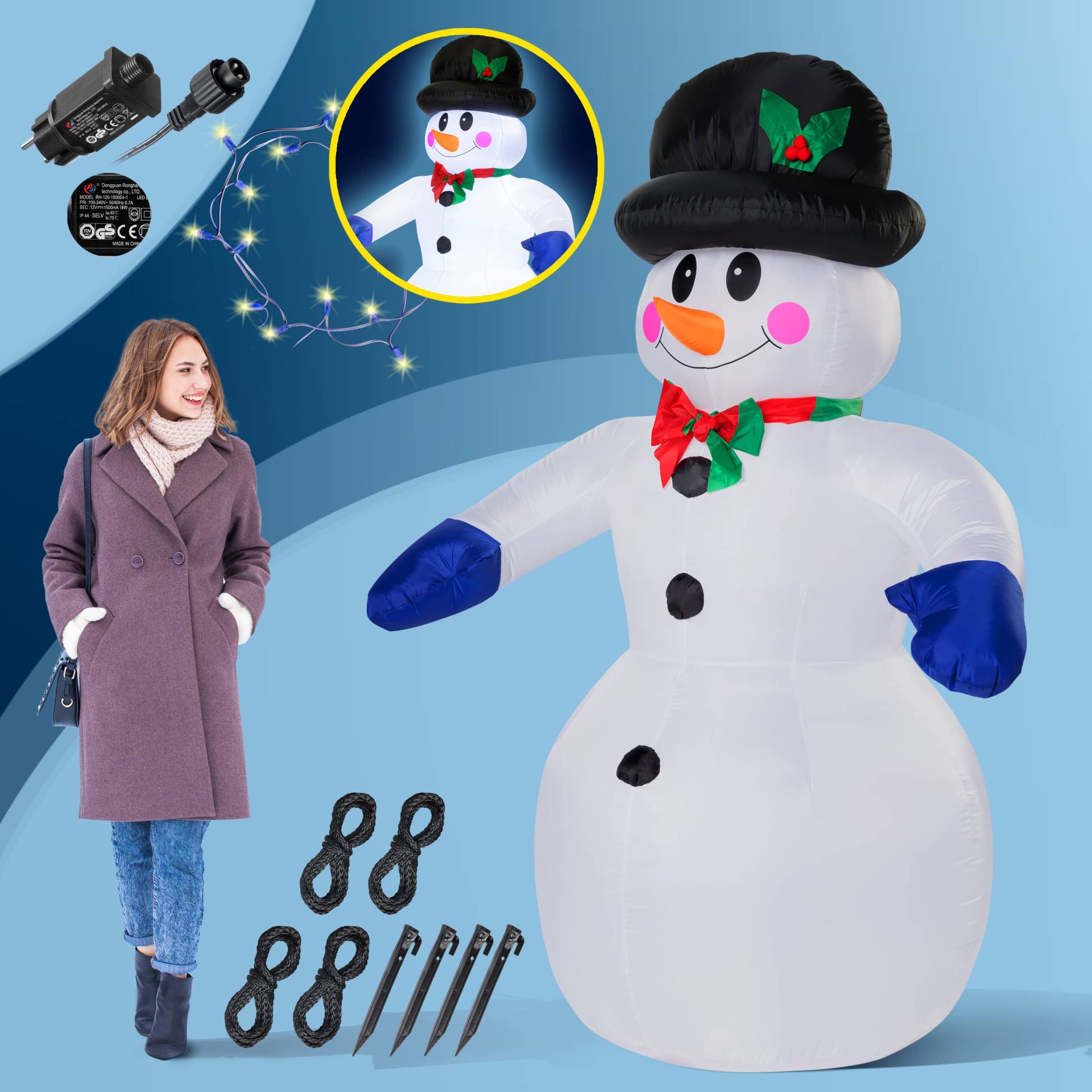 Aufblasbarer Schneemann mit 20 LEDs von monzana®