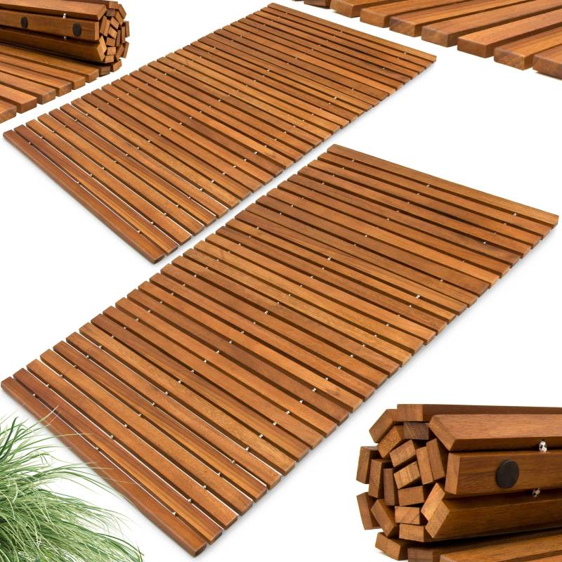 Badematte 2er-Set 76x50cm Akazie FSC®-zertifiziert von Casaria®