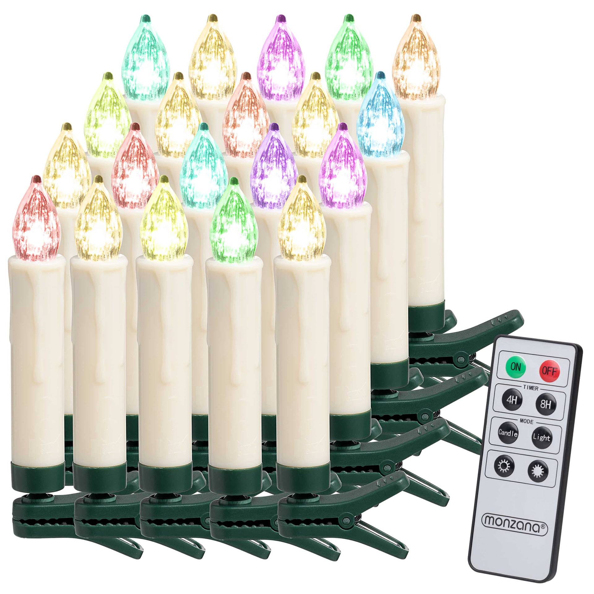 LED Weihnachtsbaumkerzen 20er-Set Bunt Fernbedienung von monzana®