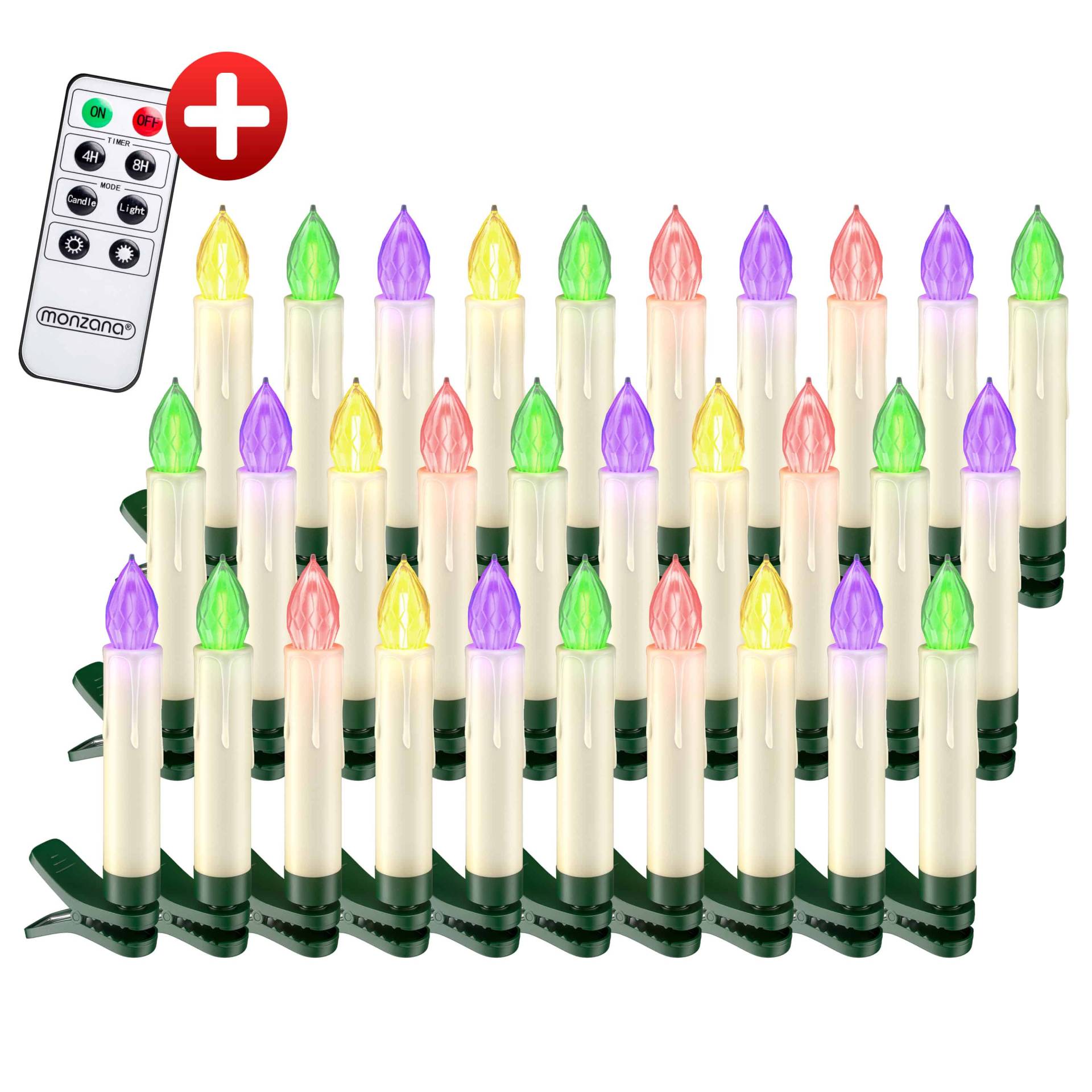 LED Weihnachtsbaumkerzen 30er-Set Mehrfarbig mit Fernbedienung von monzana®