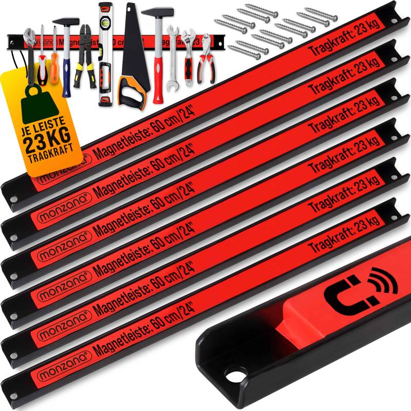 Magnetleiste 6er-Set 60cm inkl Montagematerial von monzana®