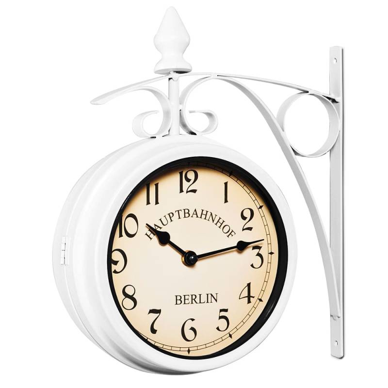 Retrolook Bahnhofsuhr Weiß zweiseitig von monzana®
