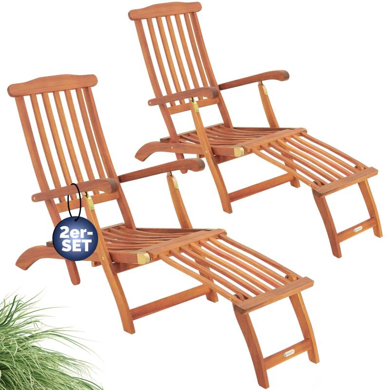 Gartenliege 2er-Set FSC®-zertifiziert Akazie klappbar 160kg belastbar von Casaria®