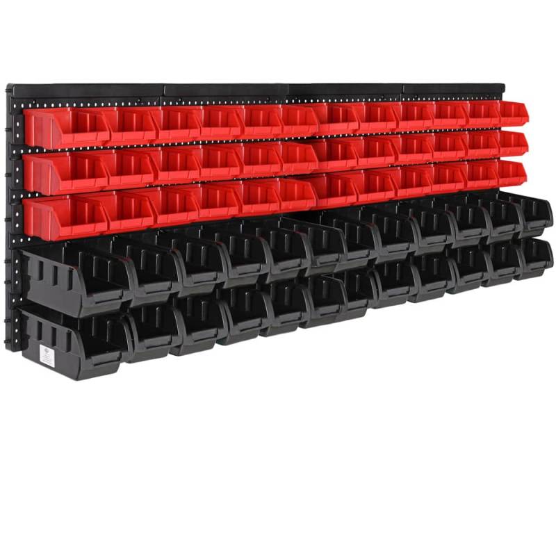 Werkzeugwand 2er-Set Schwarz/Rot mit je 30 Stapelboxen von monzana®