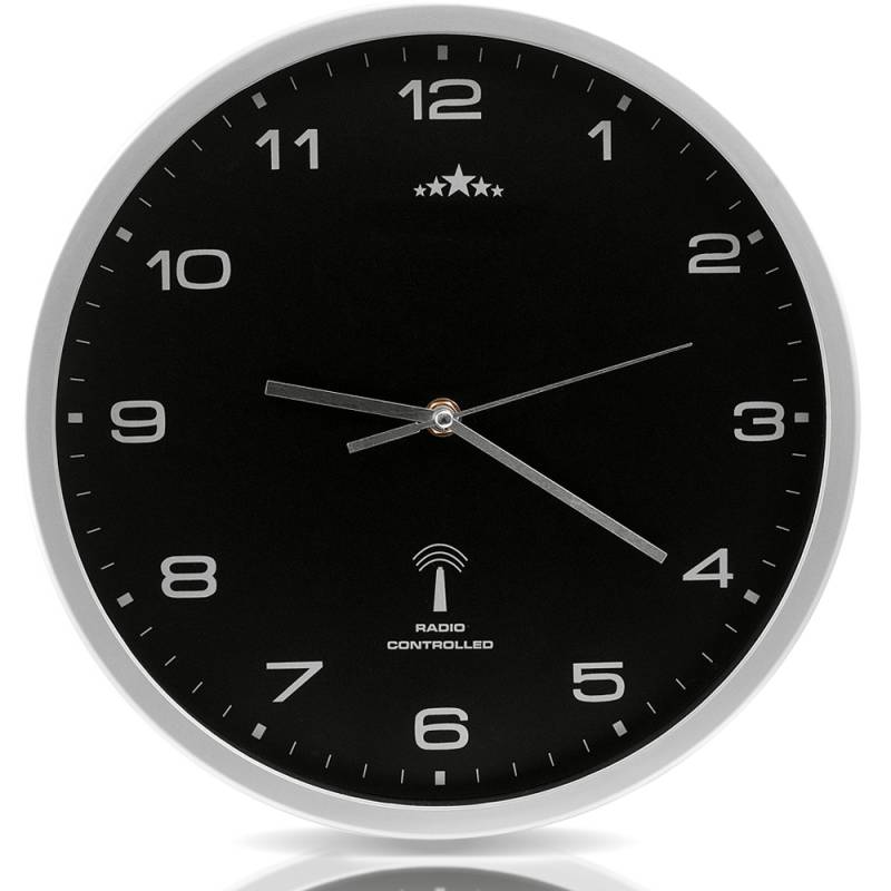 Funkwanduhr Schwarz/Silber Ø31cm von monzana®