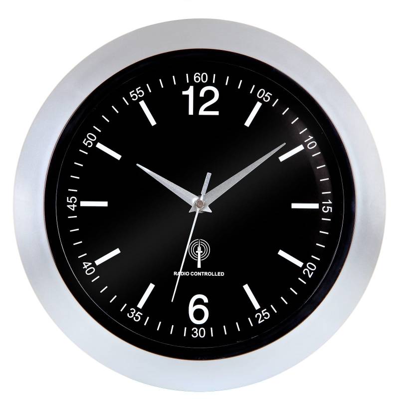 Funkwanduhr Silber/Schwarz Ø30cm von monzana®