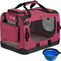 Cadoca Tiertransportbox S 50x34x36cm dunkelrot von Casaria