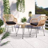 Balkonset Polyrattan Bambusoptik Bali 3 tlg Bambusoptik von Casaria
