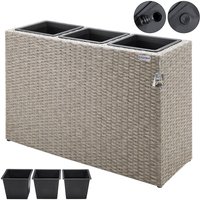 Casaria® Blumenkasten Polyrattan 3er 83x60x30,5 cm creme von Casaria