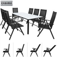 Casaria® Garten-Sitzgruppe Bern 9-tlg. Anthrazit Alu Milchglas von Casaria