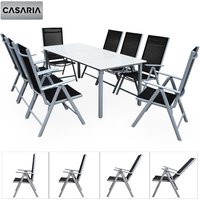 Casaria® Garten-Sitzgruppe Bern 9-tlg. Silber Alu Milchglas von Casaria