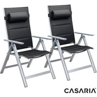 Casaria Gartenstuhl Bern Premium 2er-Set Silber gepolstert von Casaria