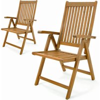 Casaria Gartenstuhl Vanamo Eukalyptus Hochlehner 70x55x106cm 2er Set FSC von Casaria