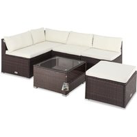 Casaria Polyrattan Ecklounge Braun/Creme dicke Rückenpolster von Casaria