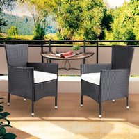 Casaria® Polyrattan Gartenstuhl 2er-Set Schwarz/Creme stapelbar von Deuba GmbH & Co.KG