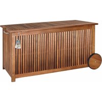 Deuba Auflagenbox Akazienholz mit Rollen 117x59x50cm braun von Casaria