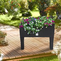 Hochbeet Polyrattan Optik 60x46x25cm anthrazit von Casaria