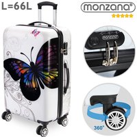 monzana® Koffer Hartschale Butterfly L aus Polycarbonat 66l 68x43x27cm von Casaria