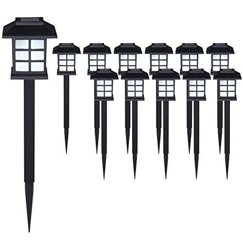 Deuba® Solarlampe für Außen 12er Set LED Wetterfest IP44 Dämmerungssensor Erdspieß Solar Laterne Schwarz Garten Leuchte Außenleuchte Balkon Deko von Deuba