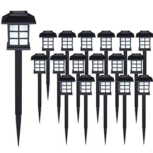 Deuba® Solarlampe für Außen 18er Set LED Wetterfest IP44 Dämmerungssensor Erdspieß Solar Laterne Schwarz Garten Leuchte Außenleuchte Balkon Deko von Deuba