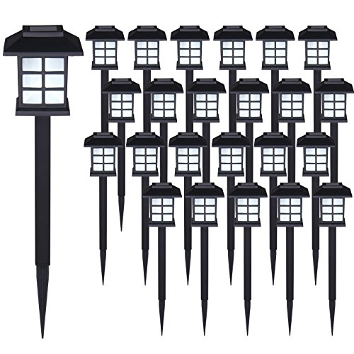 Deuba® Solarlampe für Außen 24er Set LED Wetterfest IP44 Dämmerungssensor Erdspieß Solar Laterne Schwarz Garten Leuchte Außenleuchte Balkon Deko von Deuba
