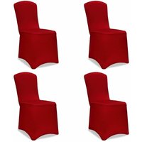 Deuba - 4x Stuhlhussen Stretch Stuhlbezug Universal Stuhl Bezug Hussen Set Weihnachten bordeauxrot von Deuba