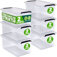 Aufbewahrungsbox mit Deckel 2L und 5L Box Kunststoff Kisten lebensmittelecht bpa frei klein Klickverschluss transparent stapelbar Küche Schlafzimmer von Deuba