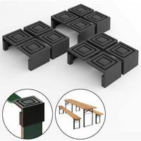 CASARIA® 12er Satz Bodenschoner für Bierzeltgarnitur Boden Schutz Gummi Kunststoff Schoner Überzieher Festzeltgarnitur Bierbank Tisch Garnitur Schwarz von Deuba